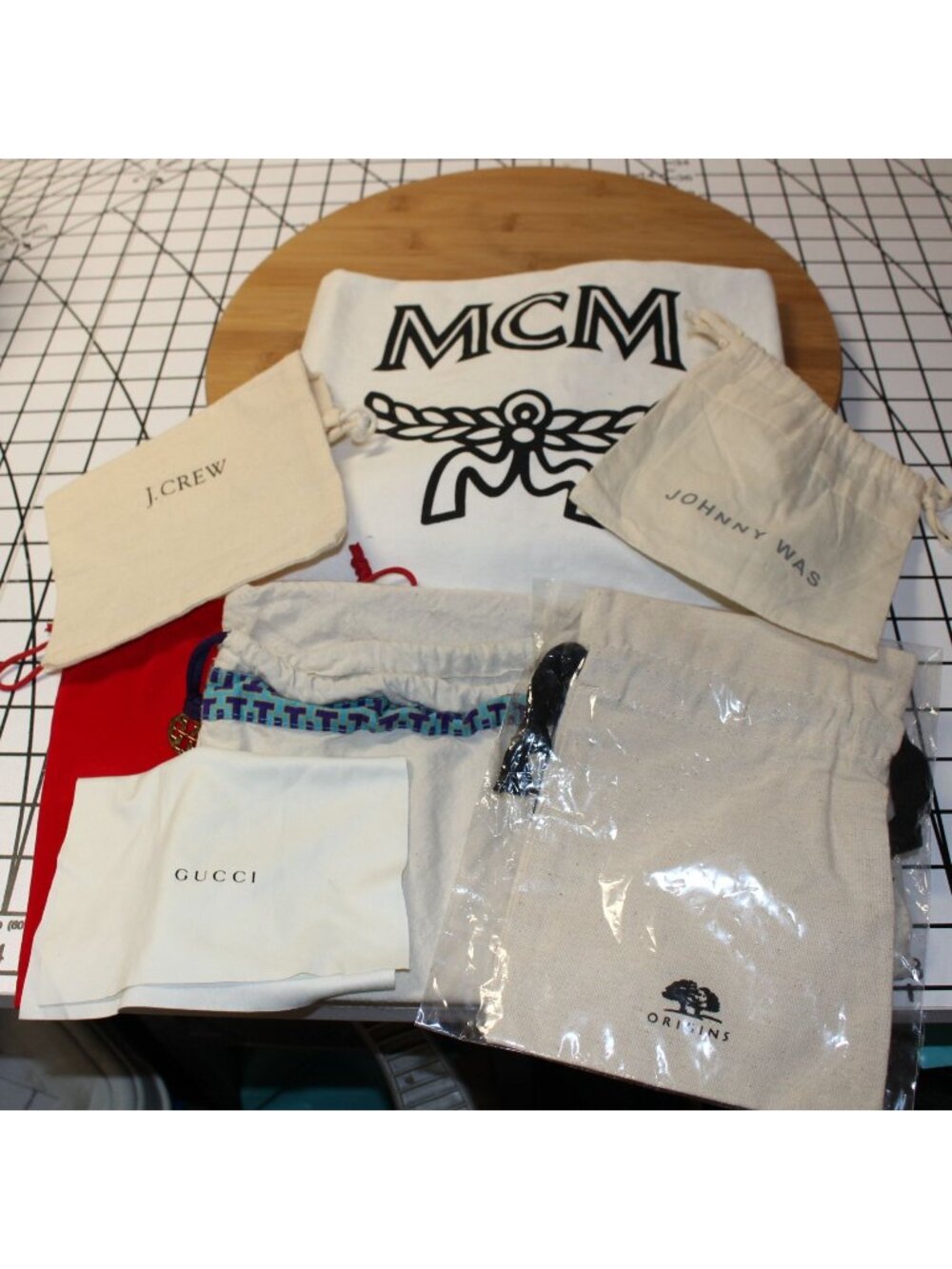 Mixed Lot Designer Dust Bags Mixed Lot of 7 Gucci MCM Tory Burch J Crew Johnny W